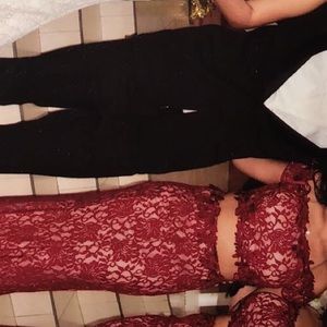 2- piece burgundy dress